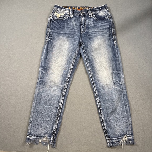 Rock Revival Arjean Easy Ankle Skinny Jeans Buckle Womens 28 Stretch RHINESTONE - Picture 4 of 13